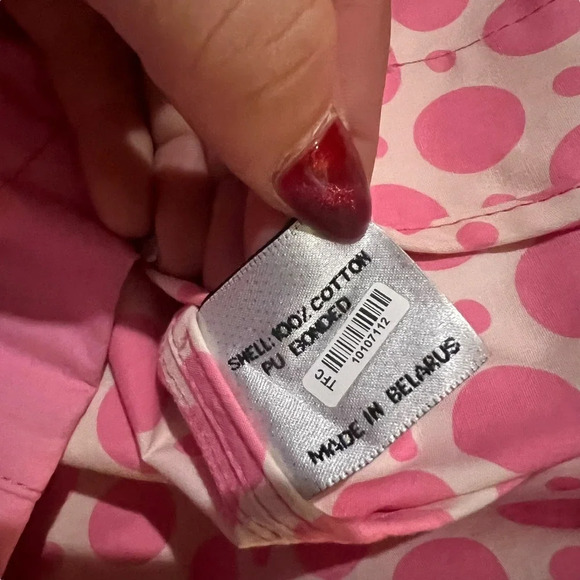 Saks Fifth Avenue Women's Medium Pink Cotton Trench Coat with Polka Dot Lining - Picture 4 of 5